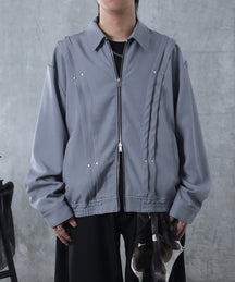 プリーツ リベット ショート ZIPブルゾン