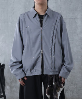 プリーツ リベット ショート ZIPブルゾン