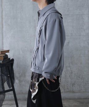 プリーツ リベット ショート ZIPブルゾン