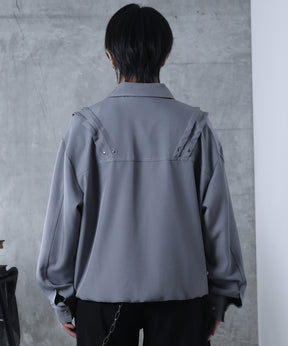 プリーツ リベット ショート ZIPブルゾン