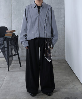 プリーツ リベット ショート ZIPブルゾン