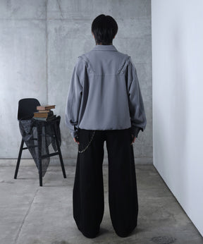 プリーツ リベット ショート ZIPブルゾン