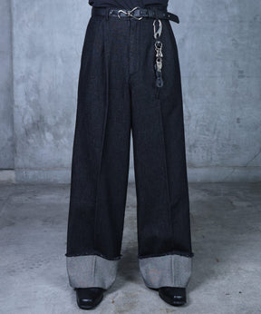 ロールアップ デニムスラックス