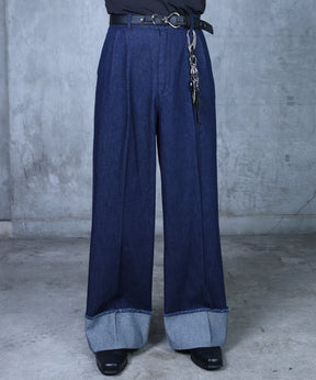 ロールアップ デニムスラックス