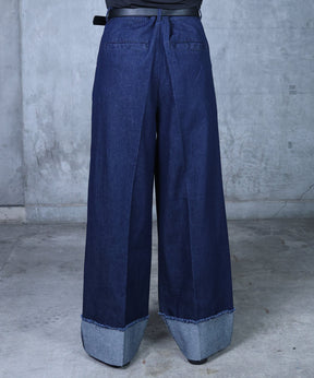 ロールアップ デニムスラックス