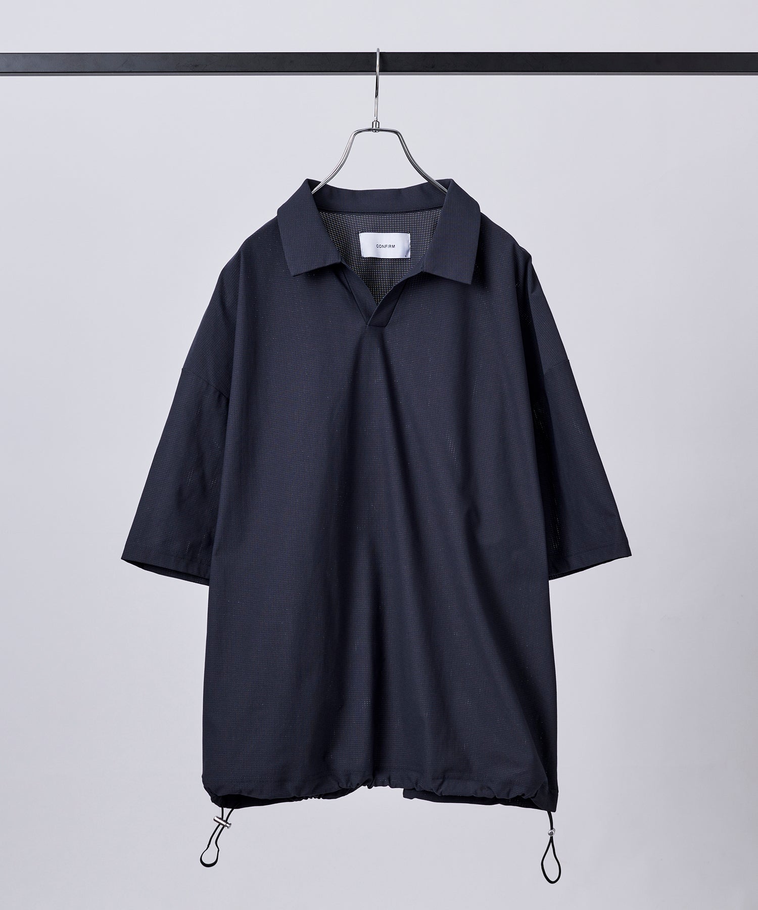 ビックシルエット ポリメッシュ ドロスト スキッパーシャツ