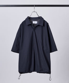 ビックシルエット ポリメッシュ ドロスト スキッパーシャツ