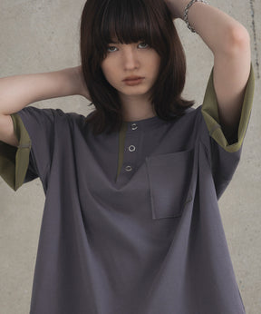Contrast Color Henley Neck T-shirt / コントラストカラー ヘンリーネックTシャツ