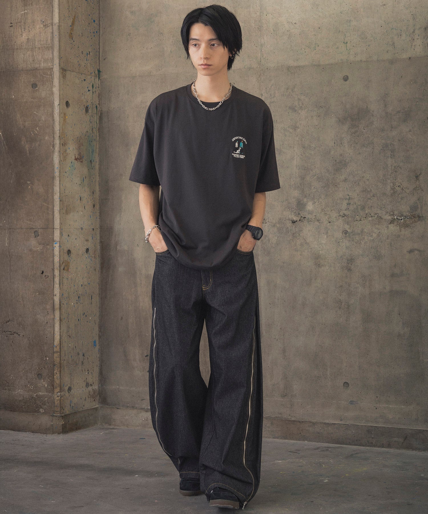 ウォーキングC ワンポイント刺繍ロゴ ビッグシルエット半袖Tシャツ