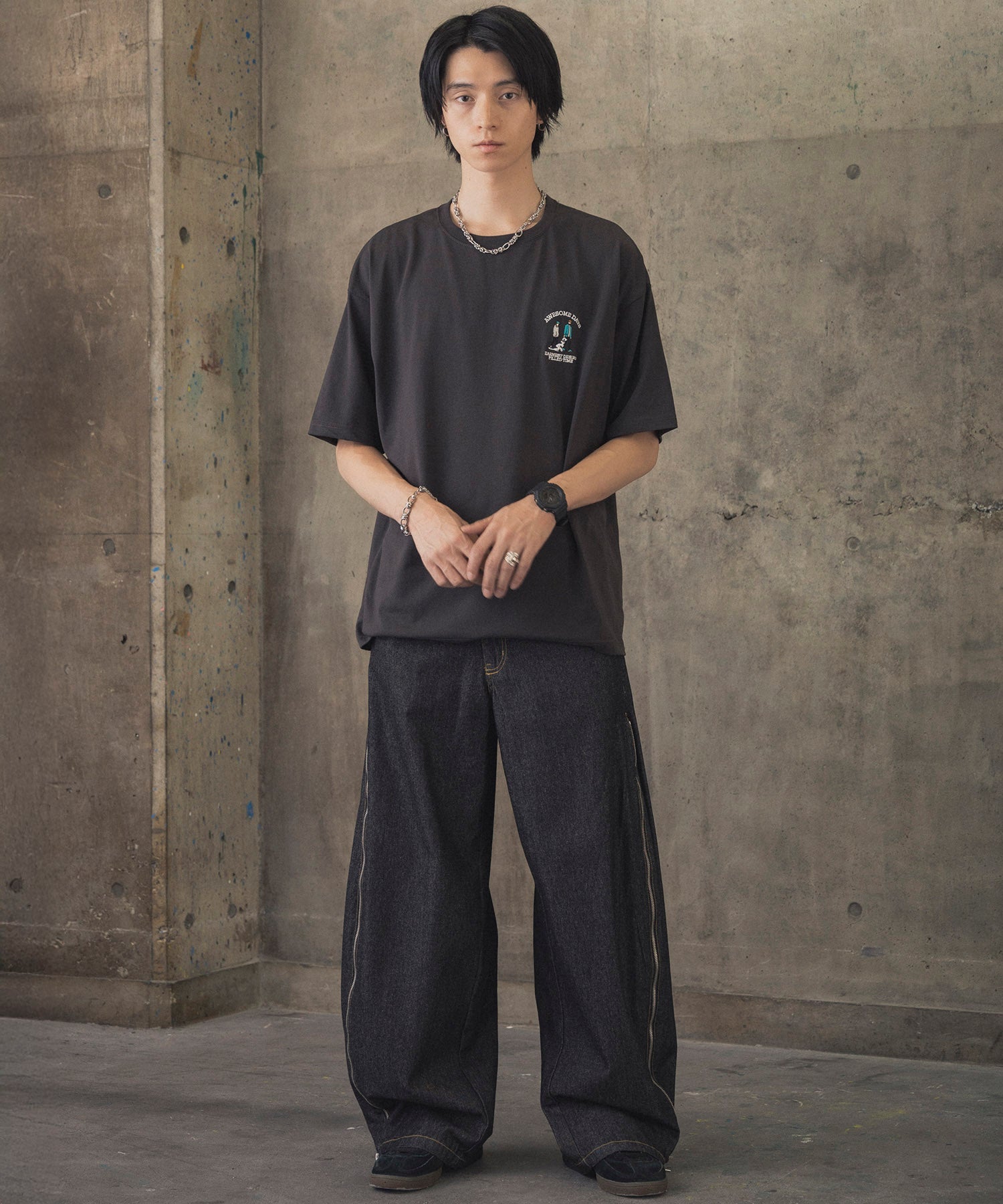 ウォーキングC ワンポイント刺繍ロゴ ビッグシルエット半袖Tシャツ