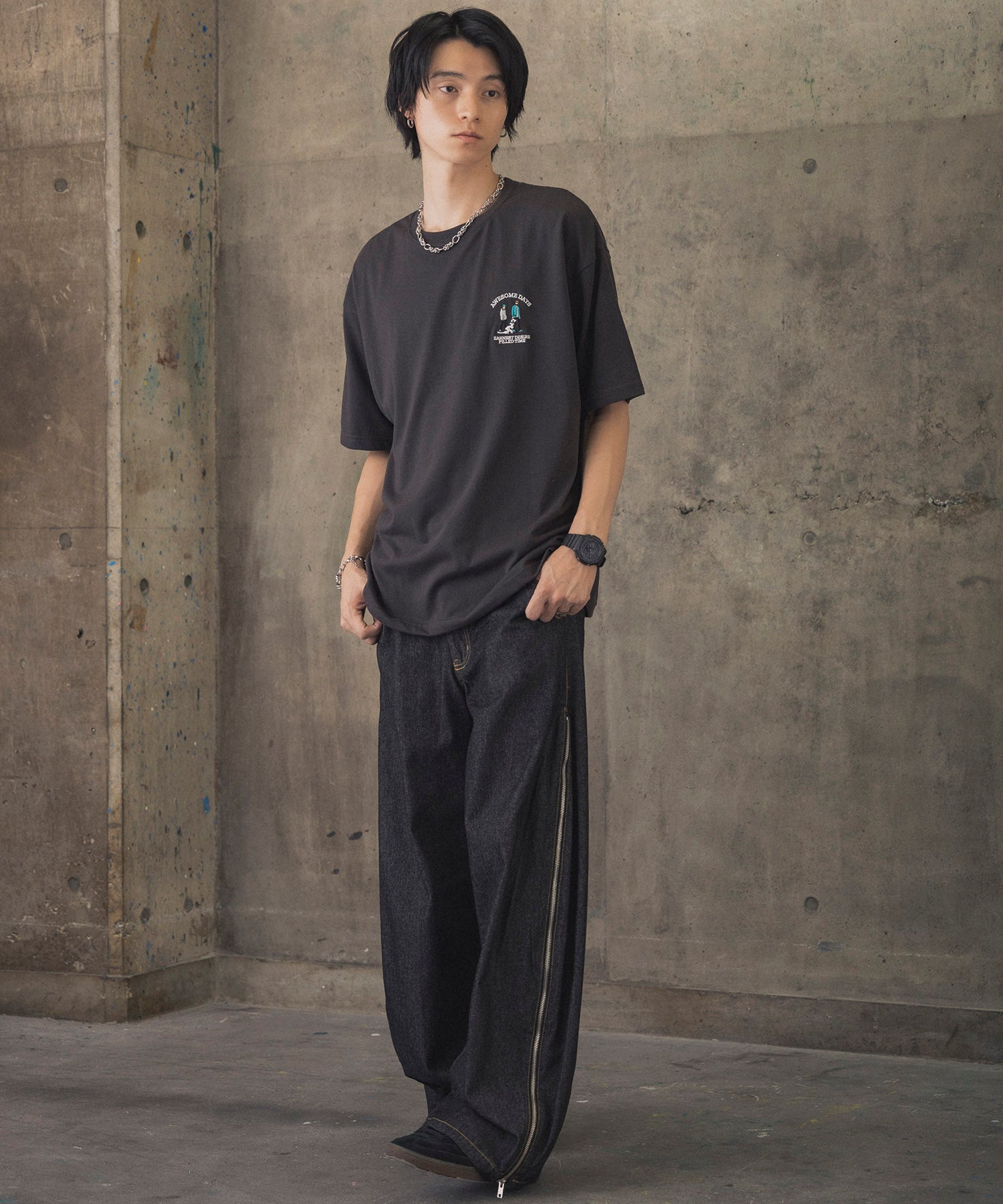 ウォーキングC ワンポイント刺繍ロゴ ビッグシルエット半袖Tシャツ