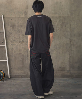 ヒゲオジサンB ワンポイント刺繍ロゴ ビッグシルエット半袖Tシャツ