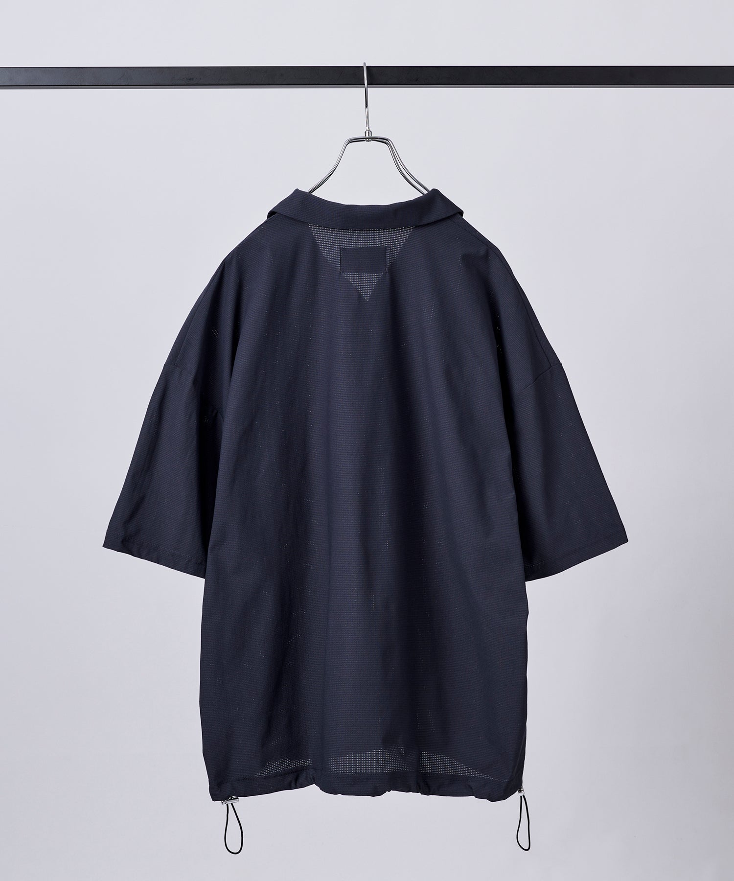 ビックシルエット ポリメッシュ ドロスト スキッパーシャツ