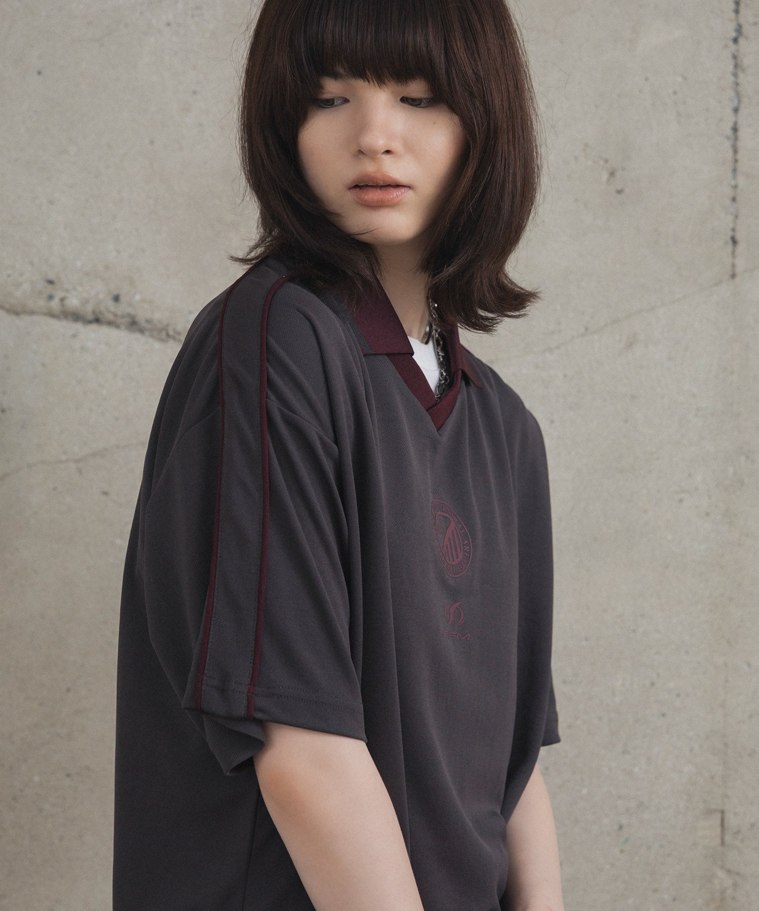 フロントプリント サイドライン ユニフォーム半袖Tシャツ