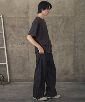 ヒゲオジサンB ワンポイント刺繍ロゴ ビッグシルエット半袖Tシャツ