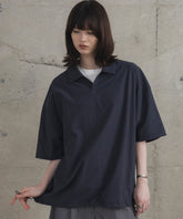 ビックシルエット ポリメッシュ ドロスト スキッパーシャツ