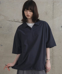 ビックシルエット ポリメッシュ ドロスト スキッパーシャツ