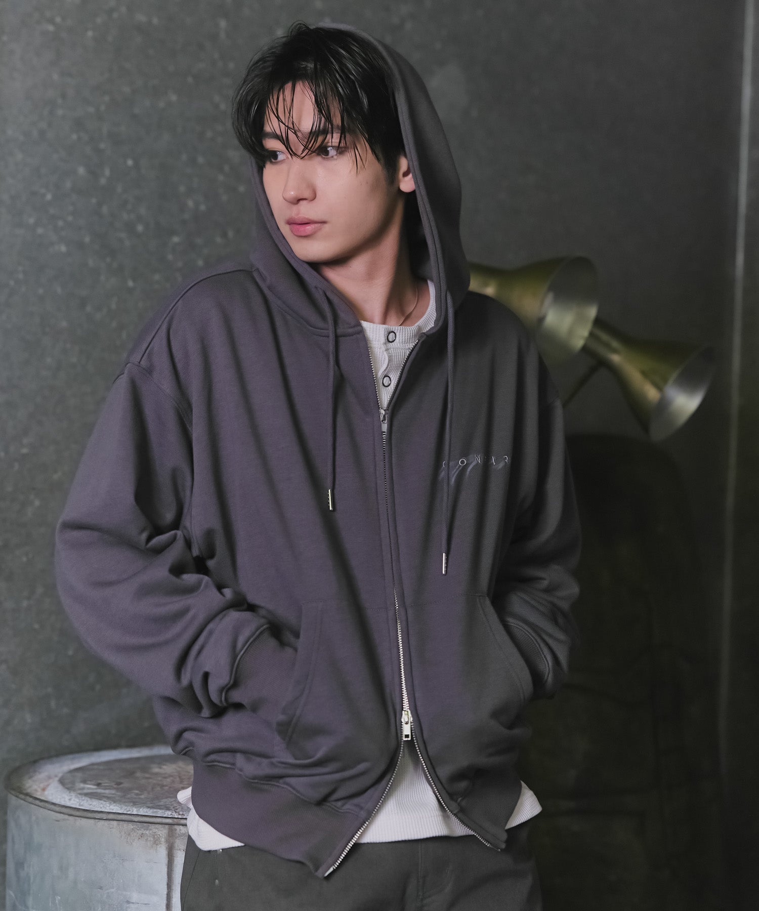 "Confirm" Logo Embroidery FullZIP Hoodie / "Confirm"刺繍フルジップパーカー