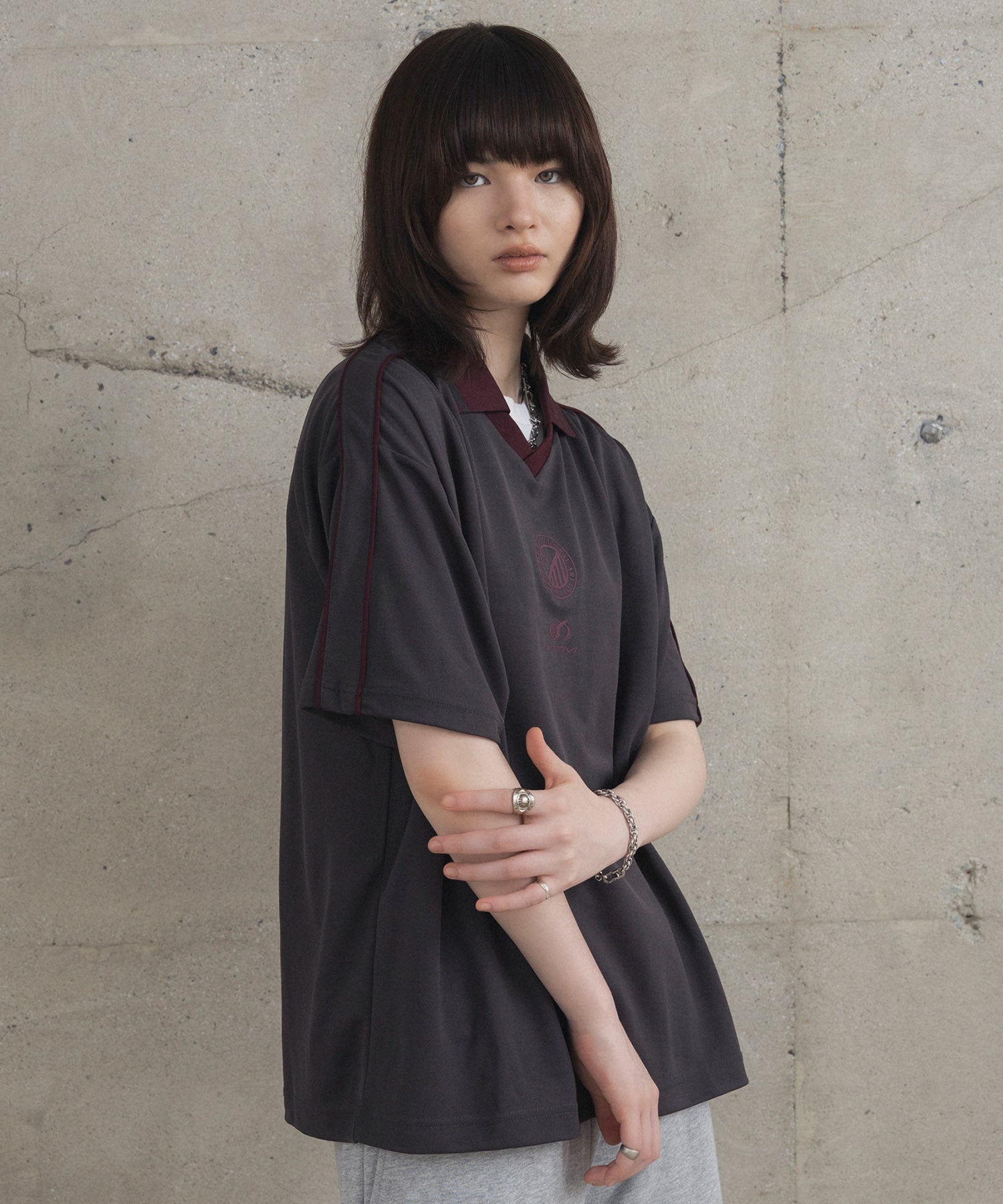フロントプリント サイドライン ユニフォーム半袖Tシャツ