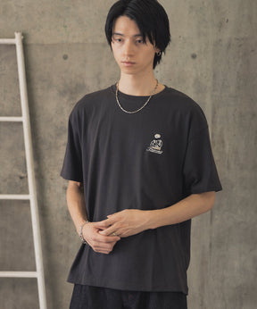ヒゲオジサンB ワンポイント刺繍ロゴ ビッグシルエット半袖Tシャツ