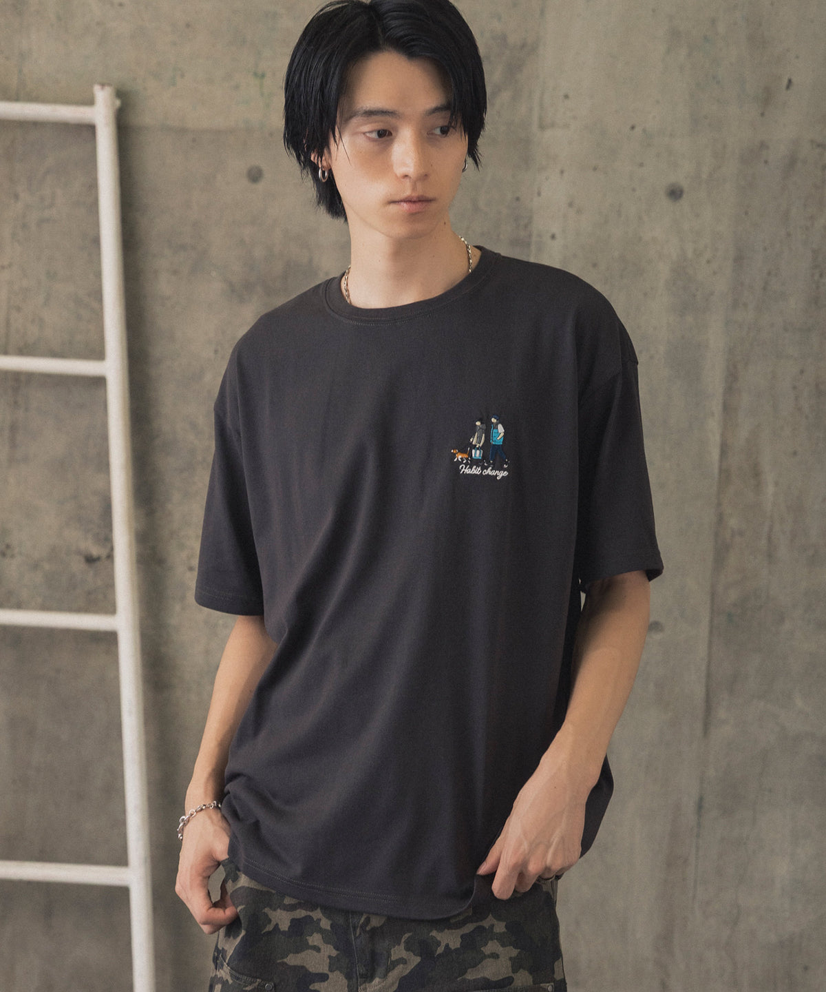ウォーキングB ワンポイント刺繍ロゴ ビッグシルエット半袖Tシャツ