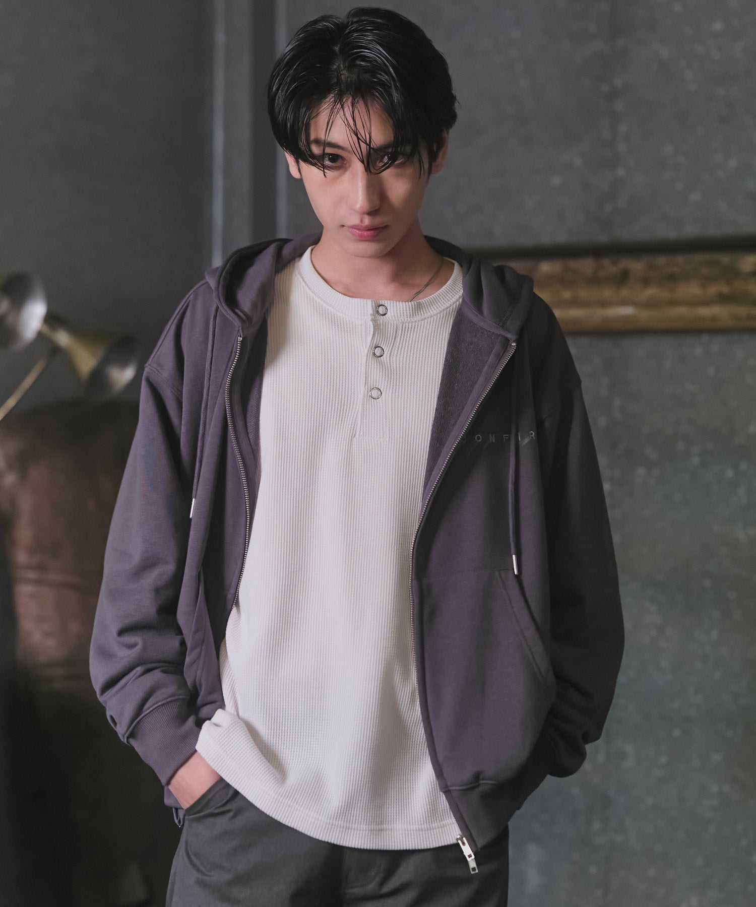 "Confirm" Logo Embroidery FullZIP Hoodie / "Confirm"刺繍フルジップパーカー