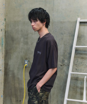クラウン ボックスシルエット グランジ風 レトロモチーフ バックプリント 半袖Tシャツ