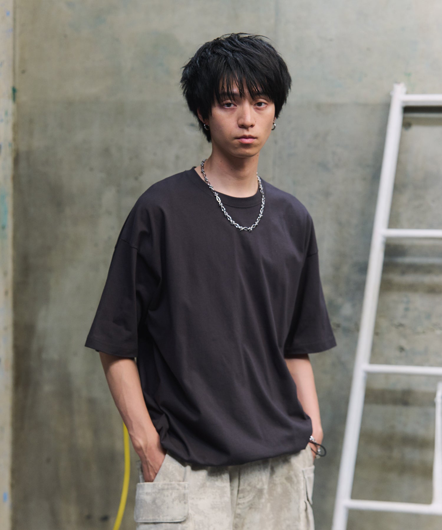 プレーティング 裾ドローコード 半袖Tシャツ