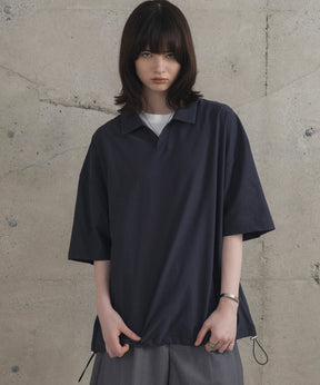 ビックシルエット ポリメッシュ ドロスト スキッパーシャツ