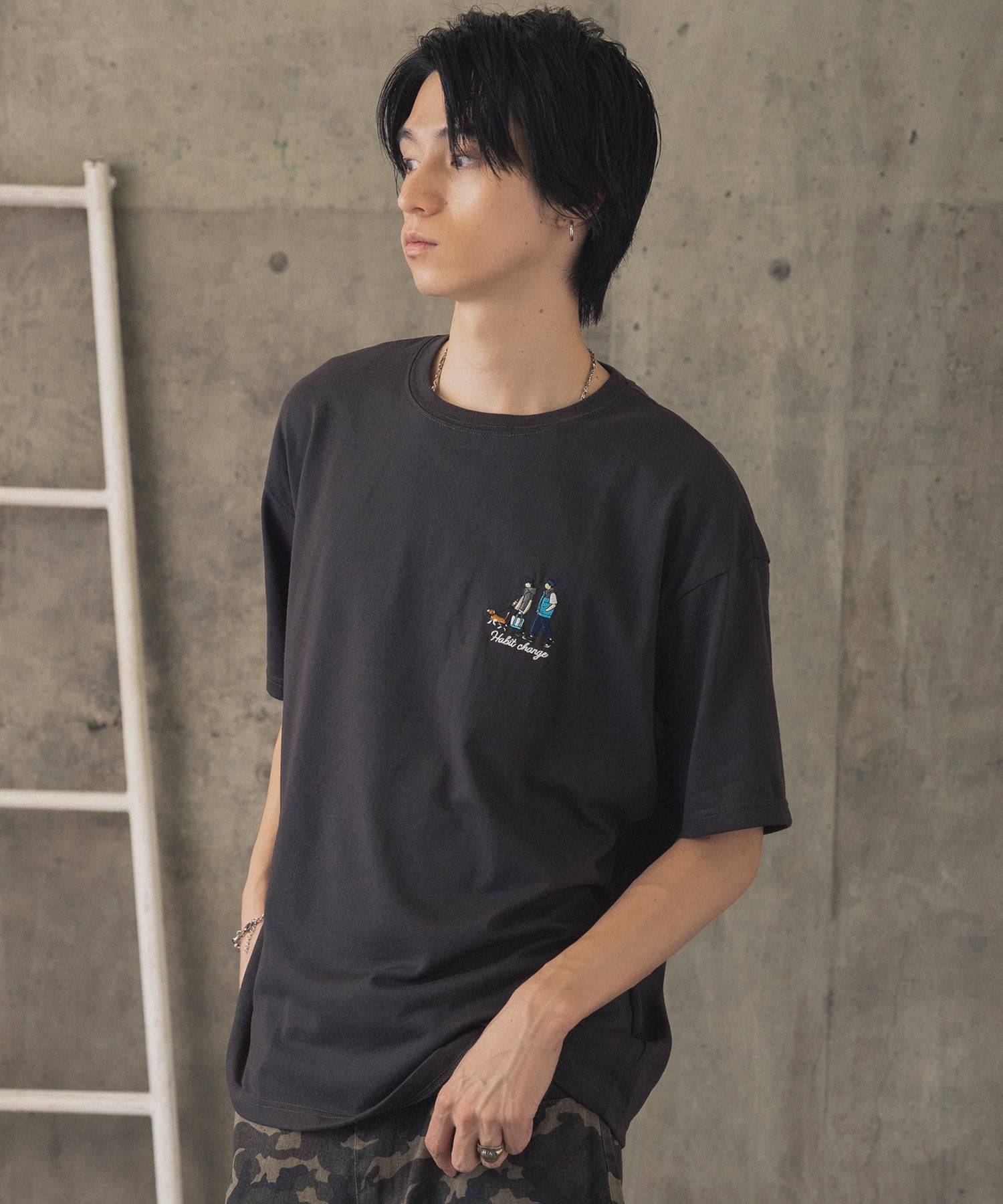 ウォーキングB ワンポイント刺繍ロゴ ビッグシルエット半袖Tシャツ