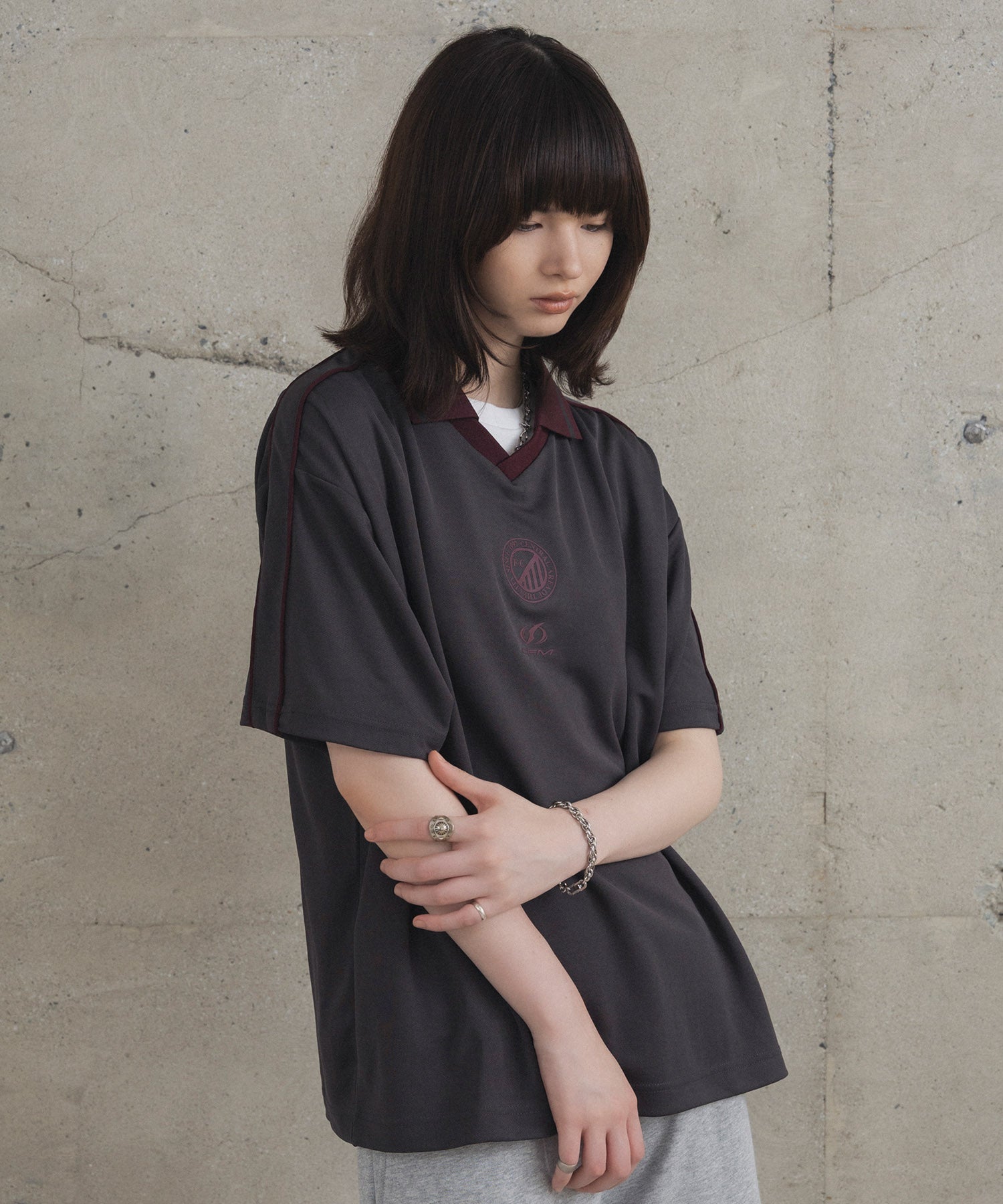 フロントプリント サイドライン ユニフォーム半袖Tシャツ