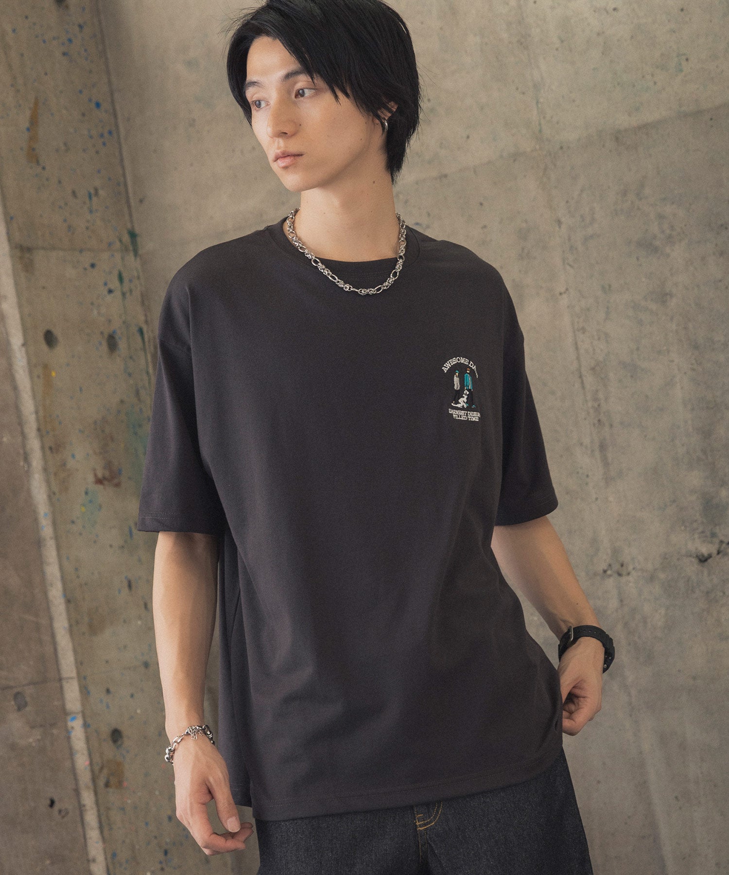 ウォーキングC ワンポイント刺繍ロゴ ビッグシルエット半袖Tシャツ