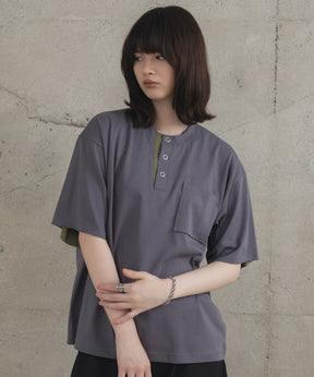 Contrast Color Henley Neck T-shirt / コントラストカラー ヘンリーネックTシャツ