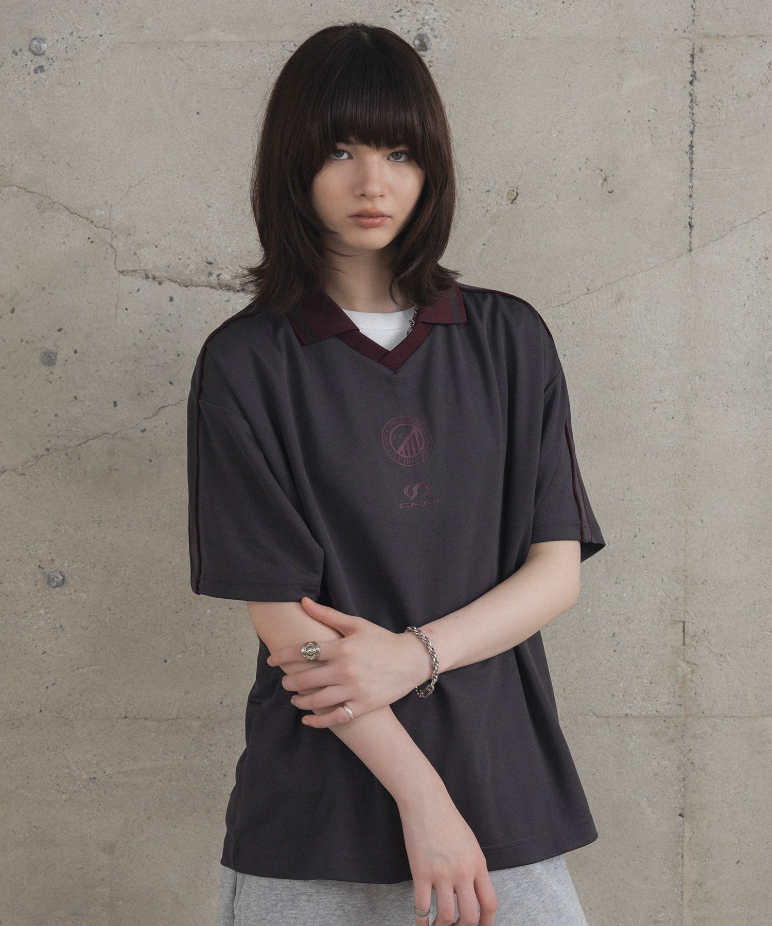 フロントプリント サイドライン ユニフォーム半袖Tシャツ