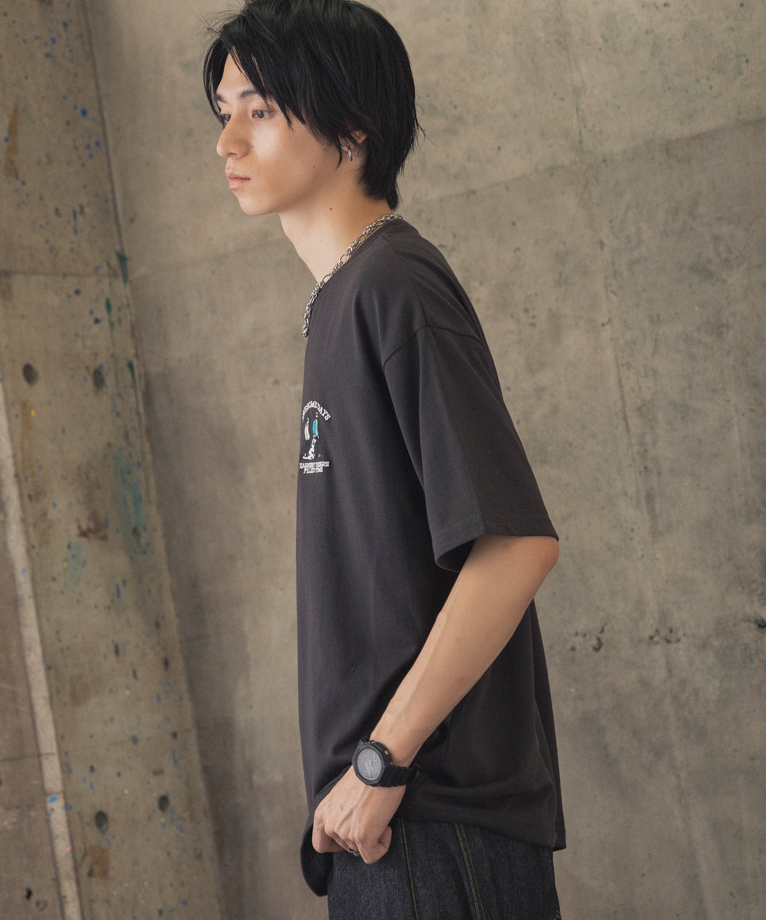 ウォーキングC ワンポイント刺繍ロゴ ビッグシルエット半袖Tシャツ