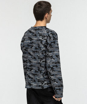 HENLEY CAMO WAFFLE LONG-SLEEVE TEE / カモ総柄ヘンリーネックサーマルロンT