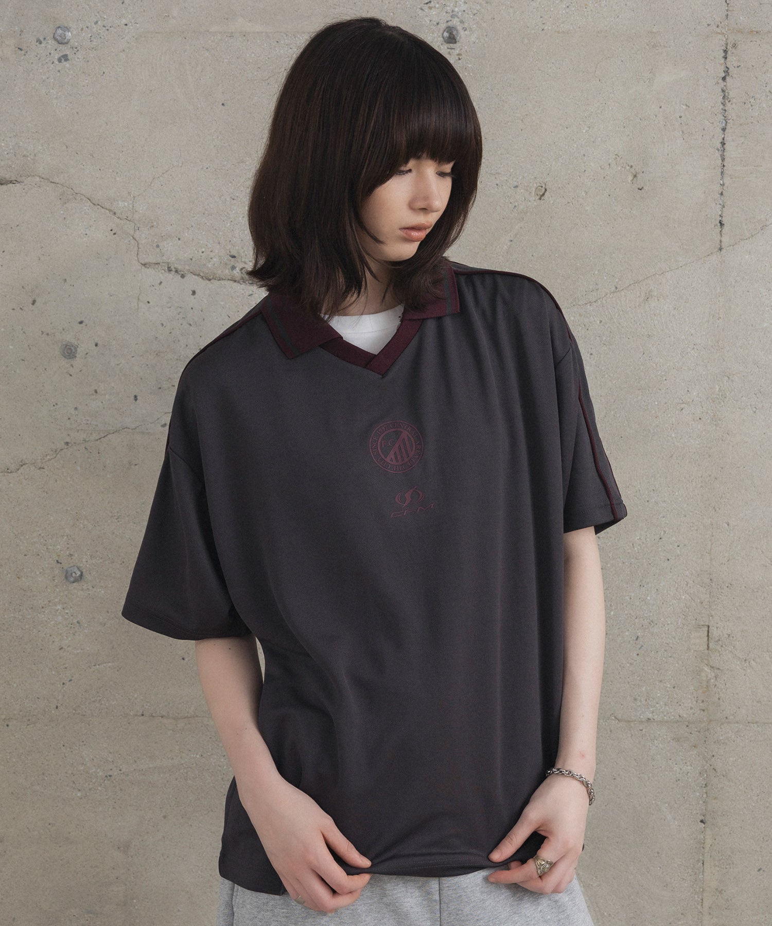 フロントプリント サイドライン ユニフォーム半袖Tシャツ