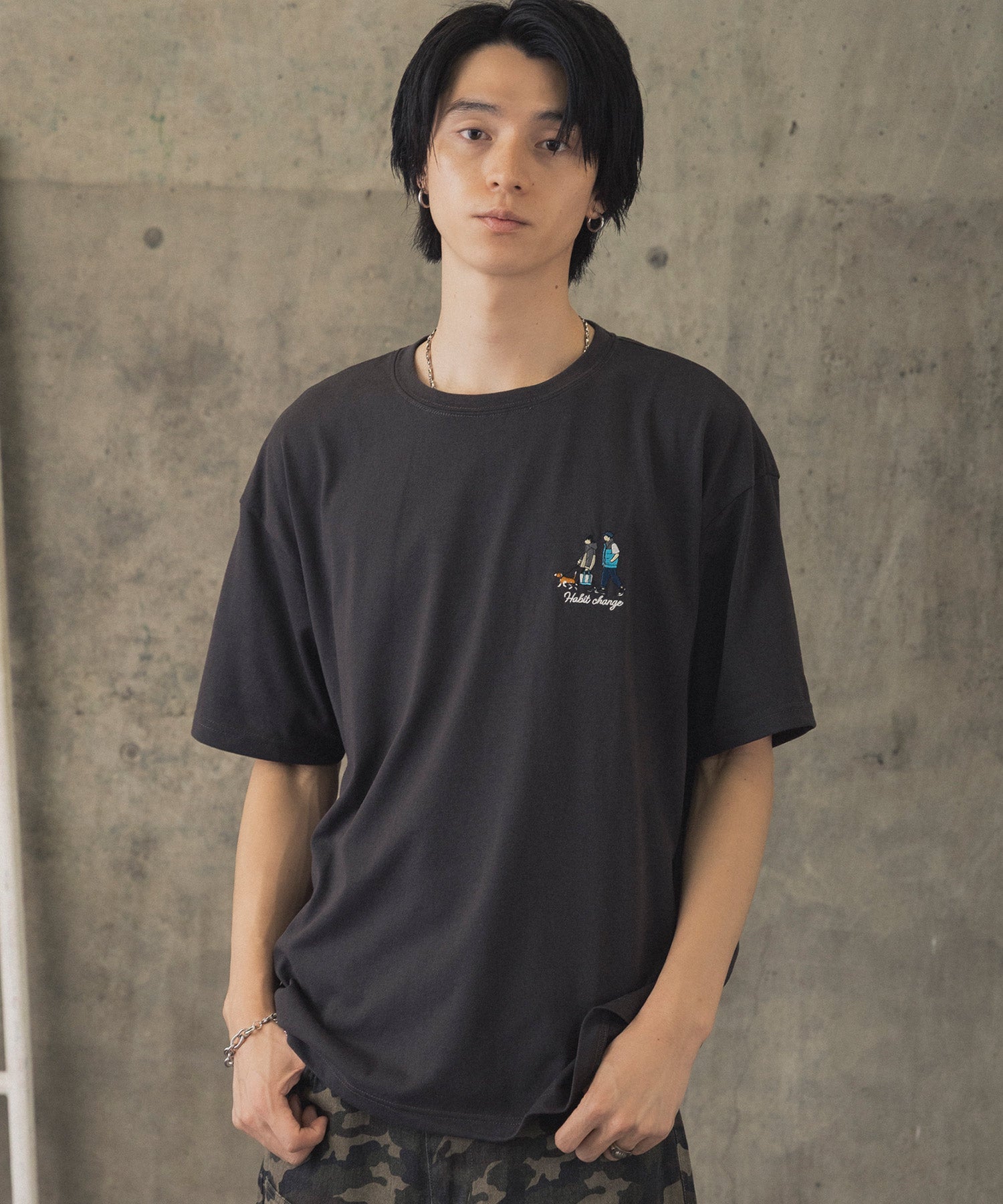 ウォーキングB ワンポイント刺繍ロゴ ビッグシルエット半袖Tシャツ