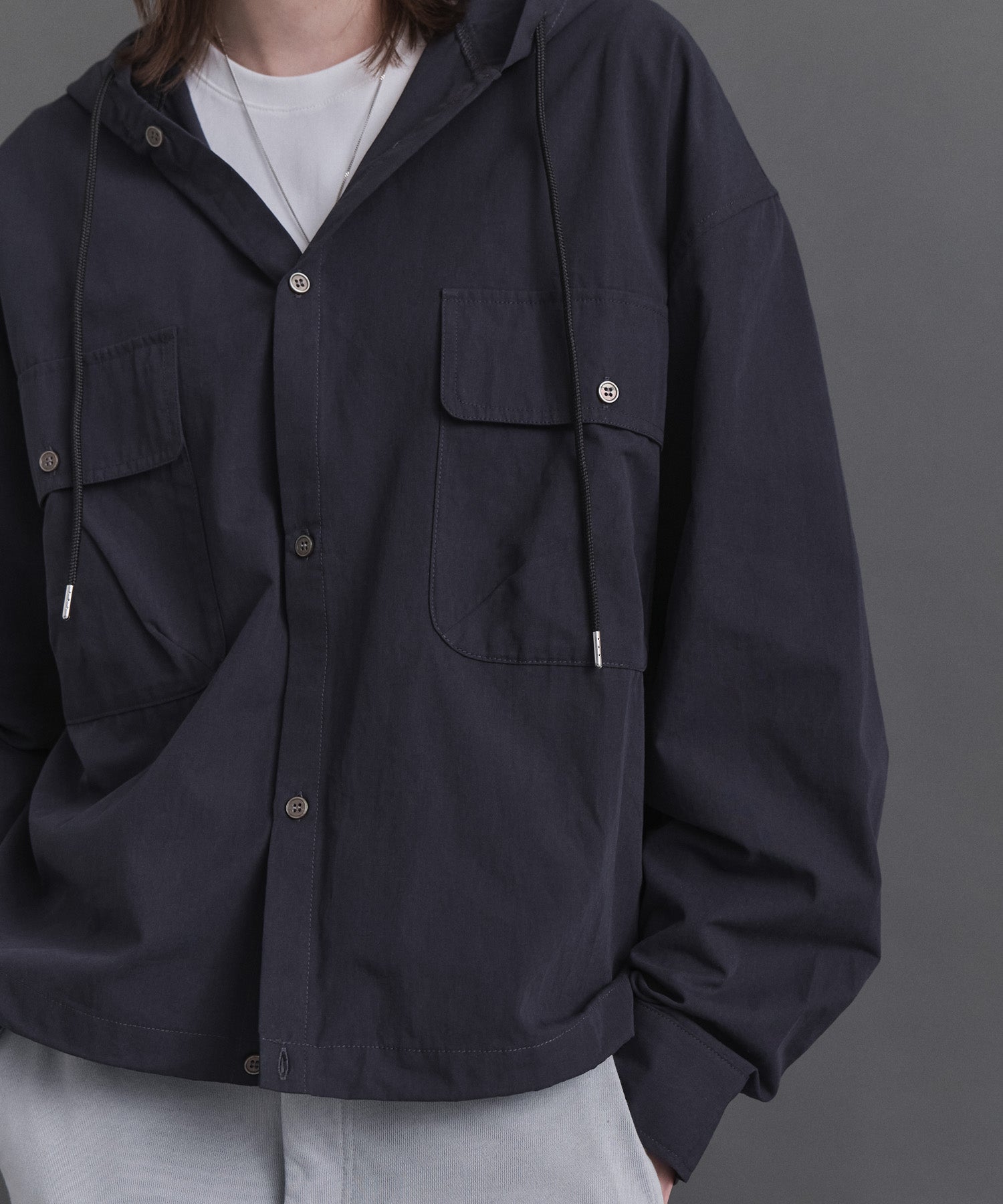 Long-sleeved Shirt Hoodie / 長袖シャツパーカー