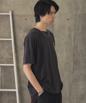ヒゲオジサンB ワンポイント刺繍ロゴ ビッグシルエット半袖Tシャツ