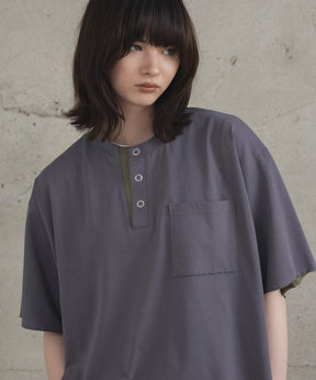 Contrast Color Henley Neck T-shirt / コントラストカラー ヘンリーネックTシャツ