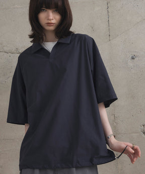 ビックシルエット ポリメッシュ ドロスト スキッパーシャツ