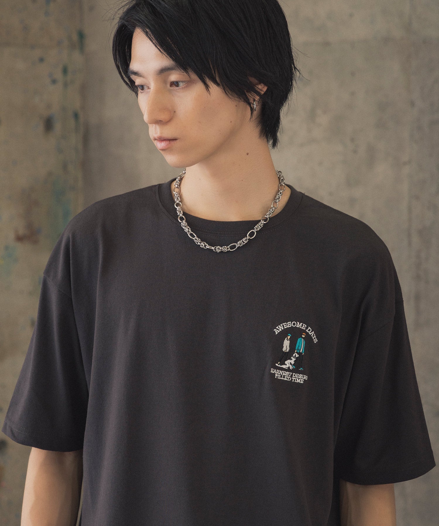 ウォーキングC ワンポイント刺繍ロゴ ビッグシルエット半袖Tシャツ