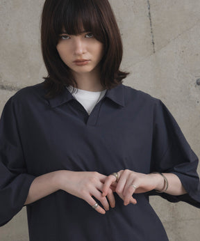 ビックシルエット ポリメッシュ ドロスト スキッパーシャツ