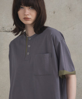 Contrast Color Henley Neck T-shirt / コントラストカラー ヘンリーネックTシャツ