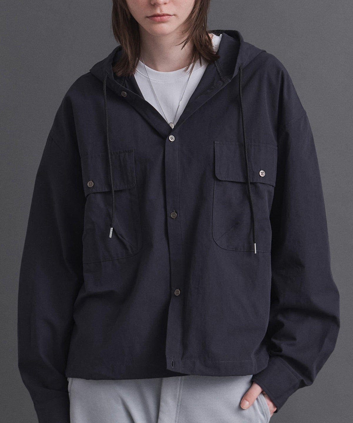 Long-sleeved Shirt Hoodie / 長袖シャツパーカー