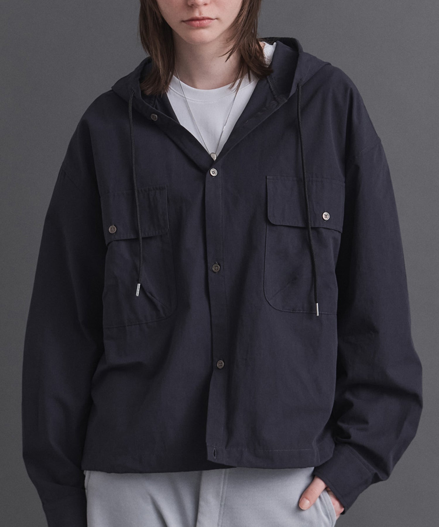 Long-sleeved Shirt Hoodie / 長袖シャツパーカー