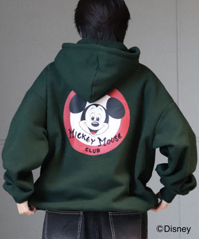 【Disney / ディズニー】ミッキー ワンポイント刺繍 / バックプリント ビッグシルエットプルオーバーフーディー パーカー