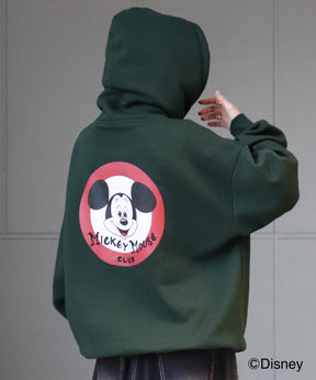 【Disney / ディズニー】ミッキー ワンポイント刺繍 / バックプリント ビッグシルエットプルオーバーフーディー パーカー