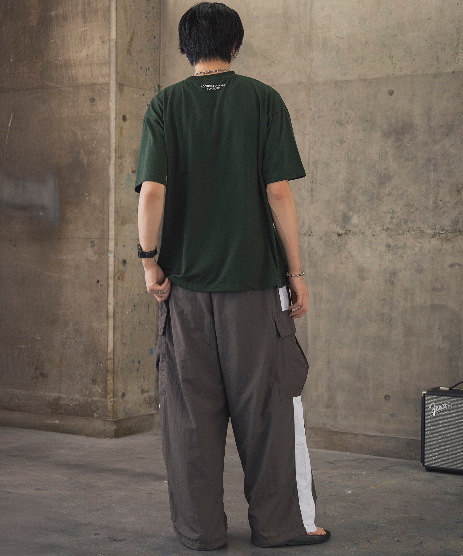 ヒゲオジサンA ワンポイント刺繍ロゴ ビッグシルエット半袖Tシャツ